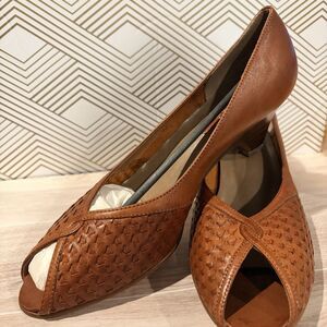 VTG New Mason Leather Chippewa Falls Women’s 9AA Peep Toe Woven Deadstock READ